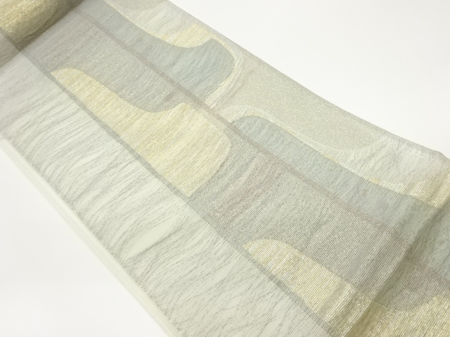  紗 抽象模様織出し袋帯